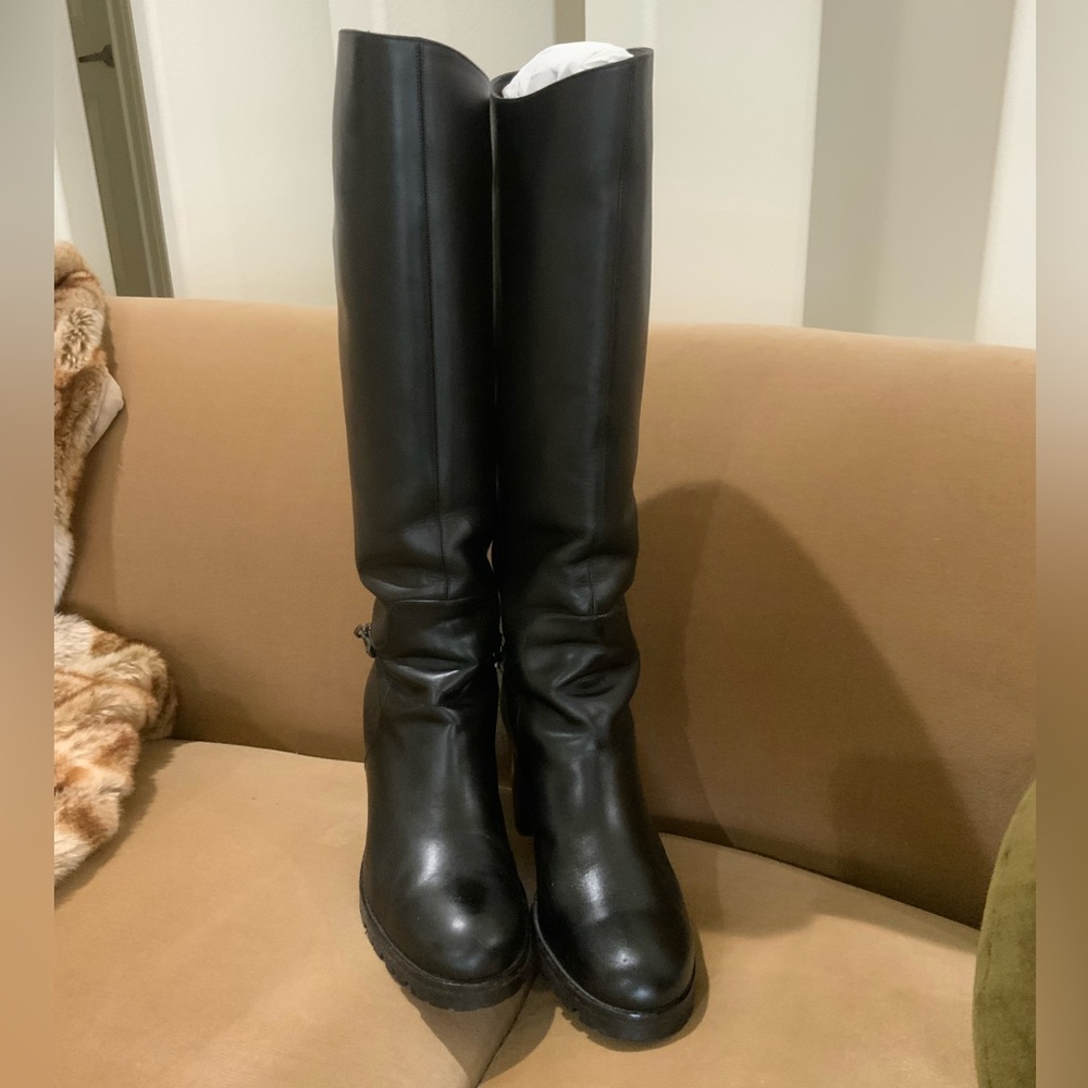 Christian Louboutin Napoleo 70 black leather knee chain boots sz 39